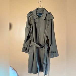 NEW London Fog Trench Coat 42R New Dark Hunter Green Classic Iconic Rain Coat